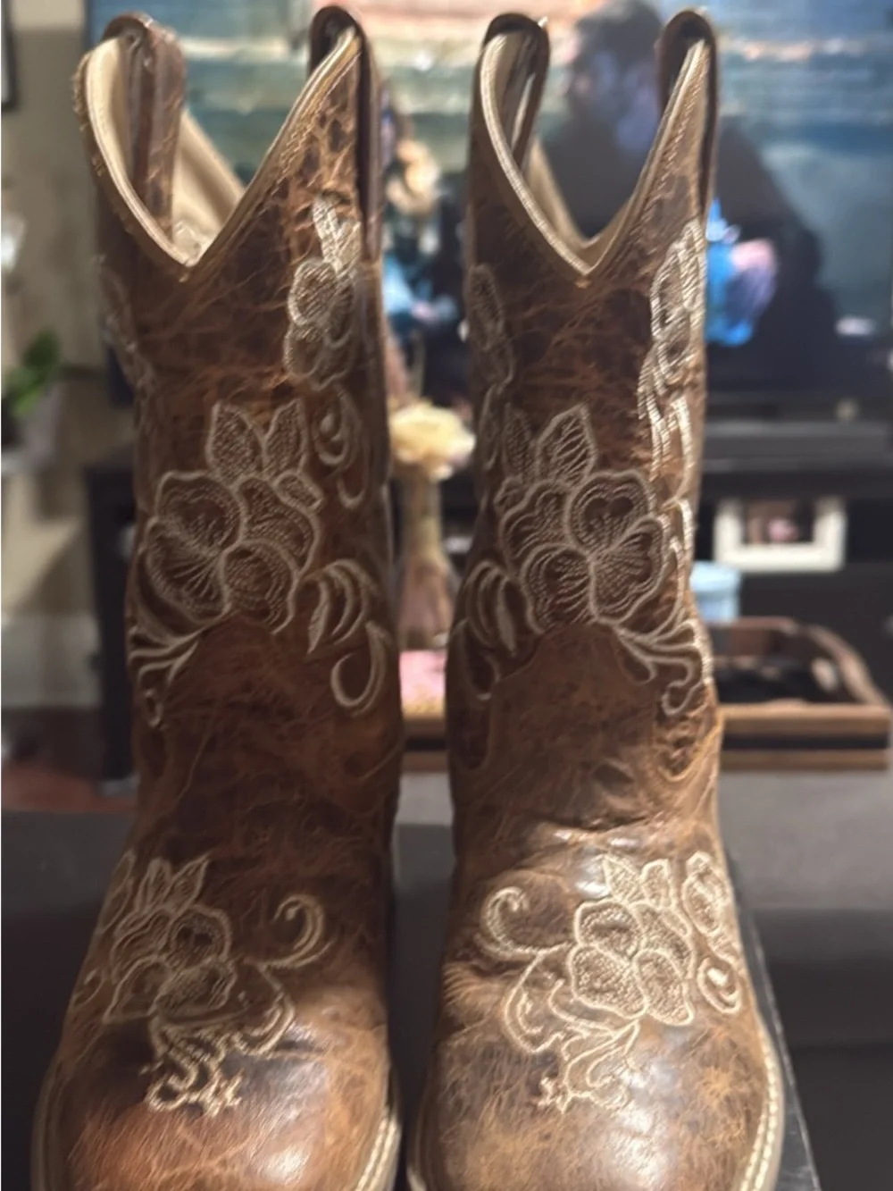 Classic Brown Embroidered Women’s Western Boots